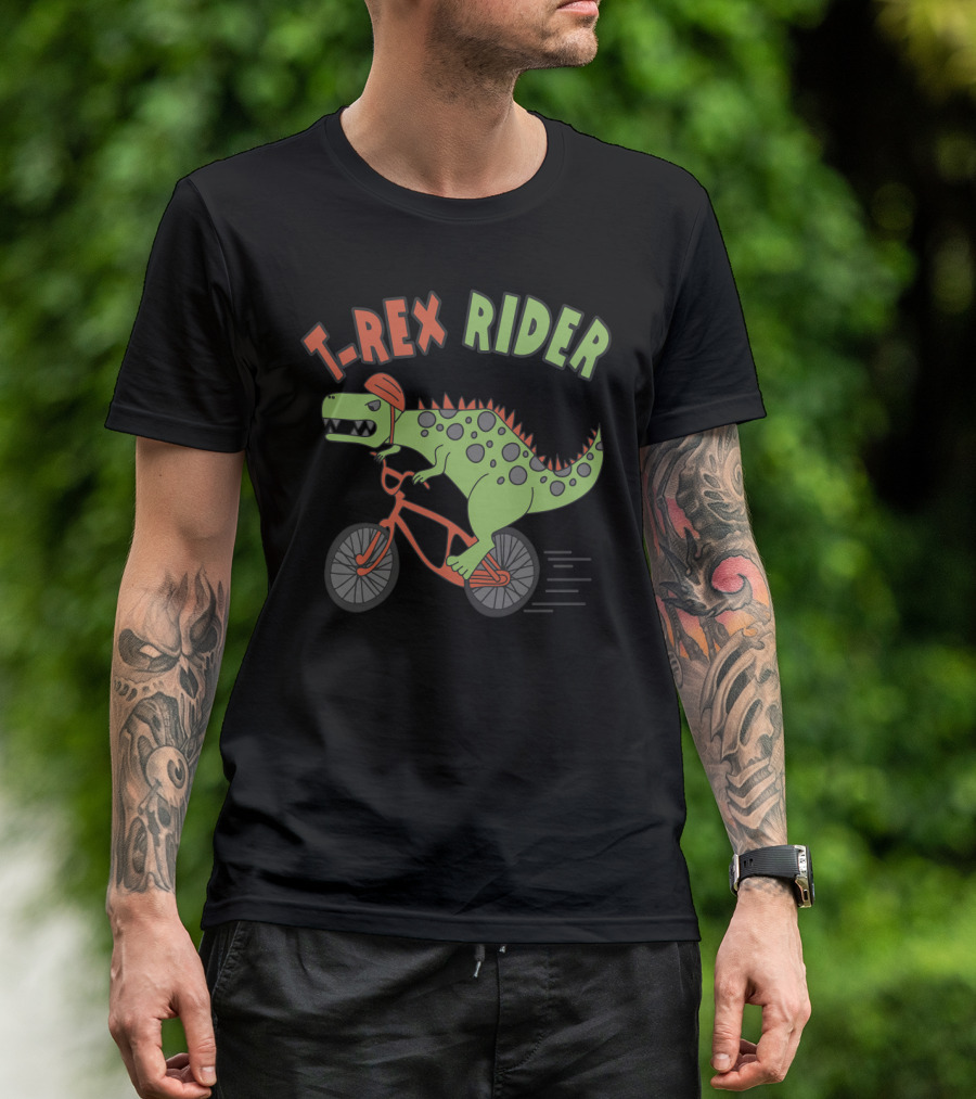 T REX RIDER Dinosaur Biking Adventure With Helmet And Speed T-Shirt