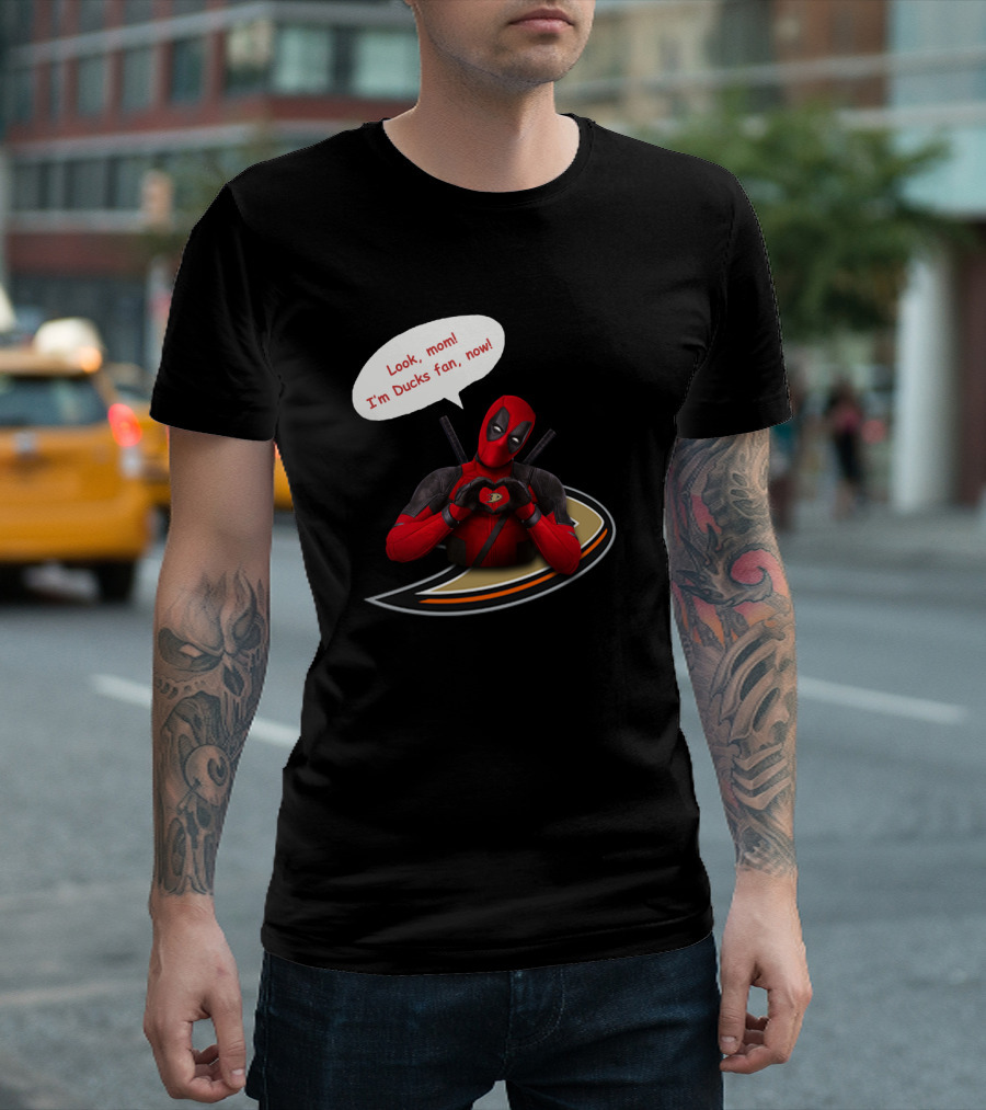 Anaheim Ducks Fan With Iconic Character In Red Suit T-Shirt