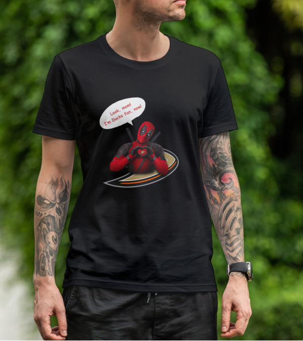 Anaheim Ducks Fan With Iconic Character In Red Suit T-Shirt