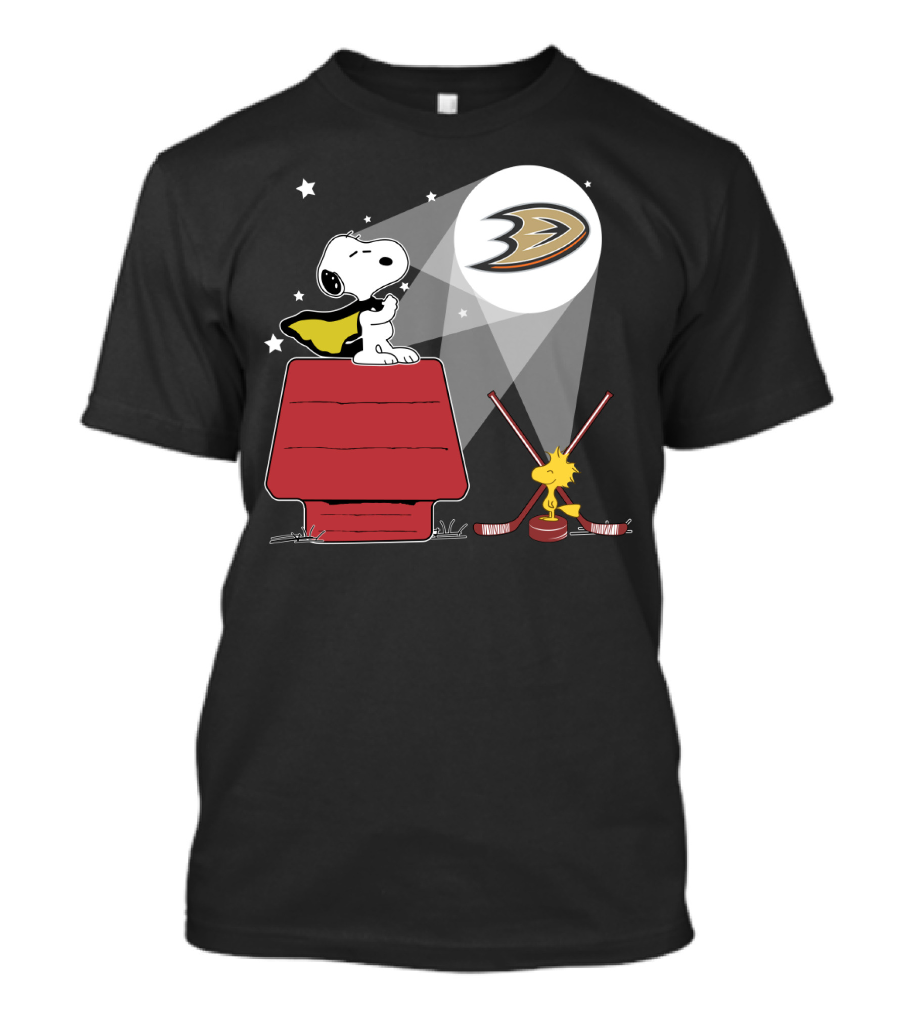 Anaheim Ducks Snoopy Woodstock Hockey Spotlight T-Shirt