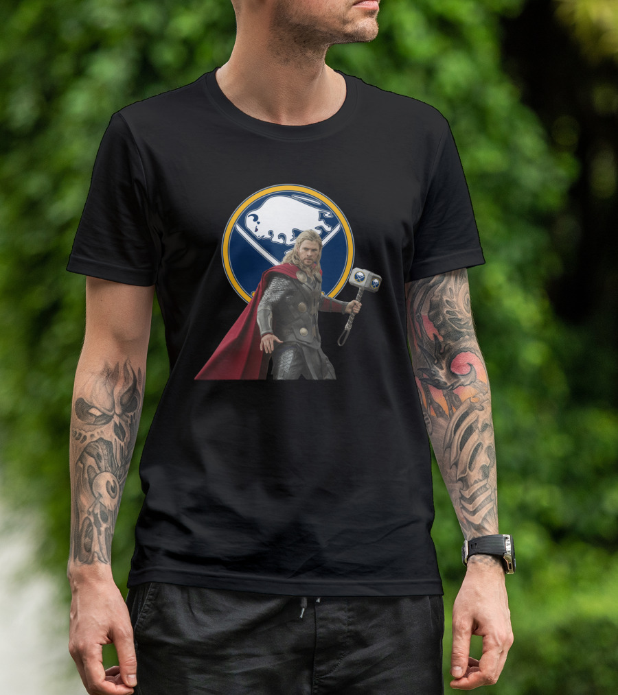 Buffalo Sabres Thor Crossover With Mjolnir And Sabres T-Shirt