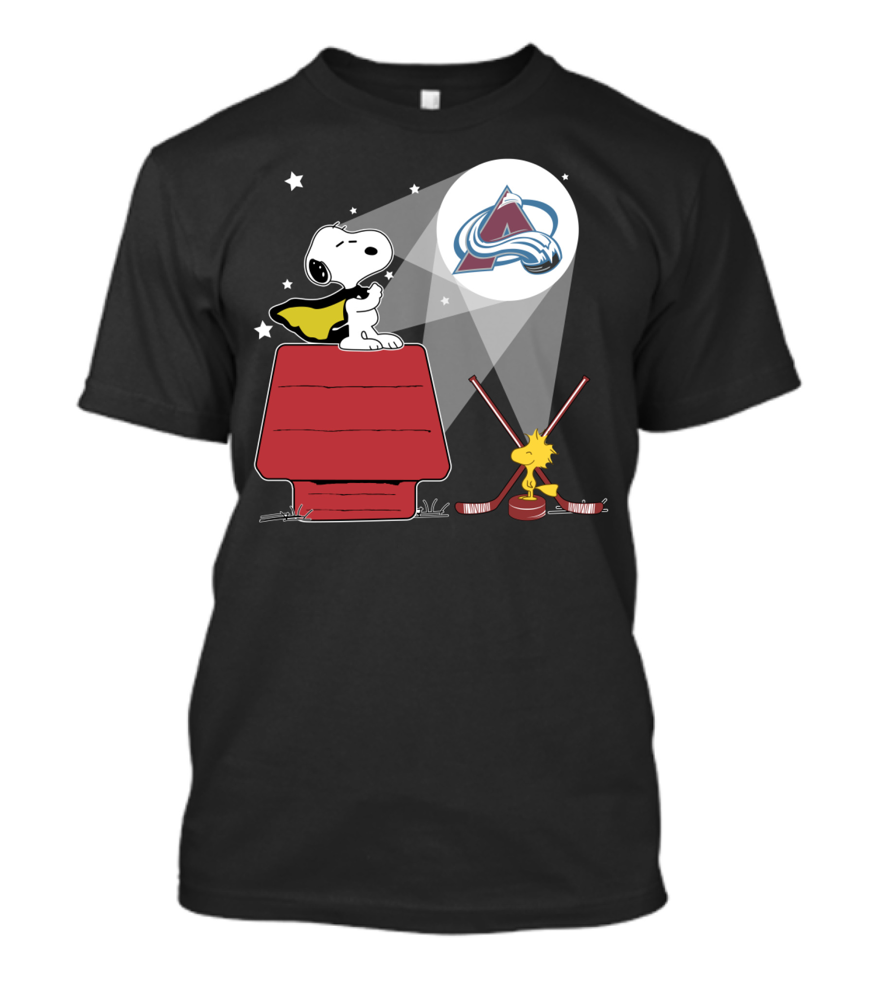 Snoopy And Woodstock Colorado Avalanche Spotlight T-Shirt