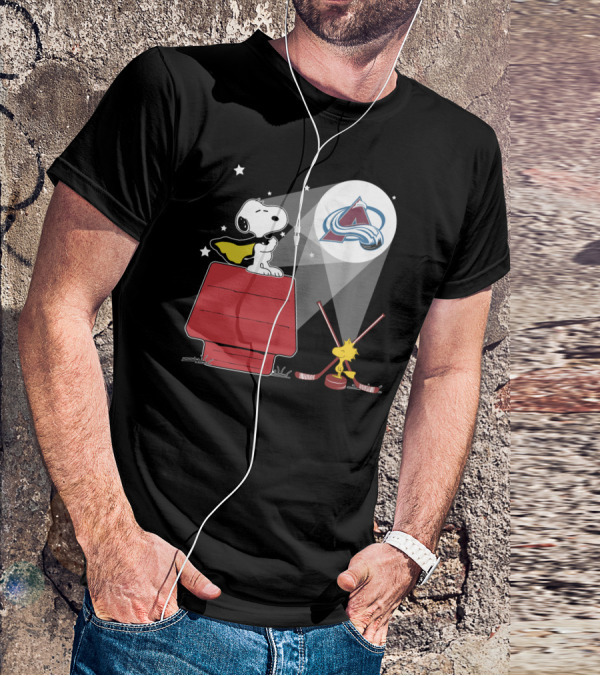 Snoopy And Woodstock Colorado Avalanche Spotlight T-Shirt