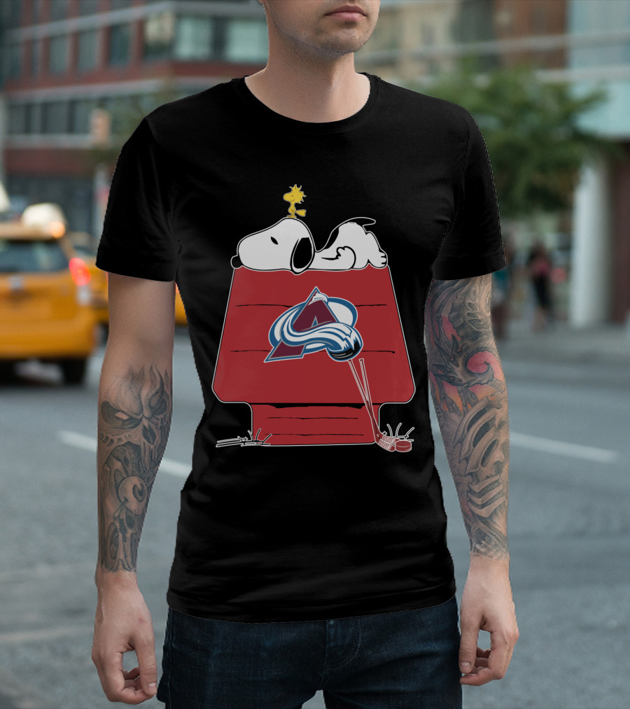 Snoopy And Woodstock Colorado Avalanche Doghouse T-Shirt