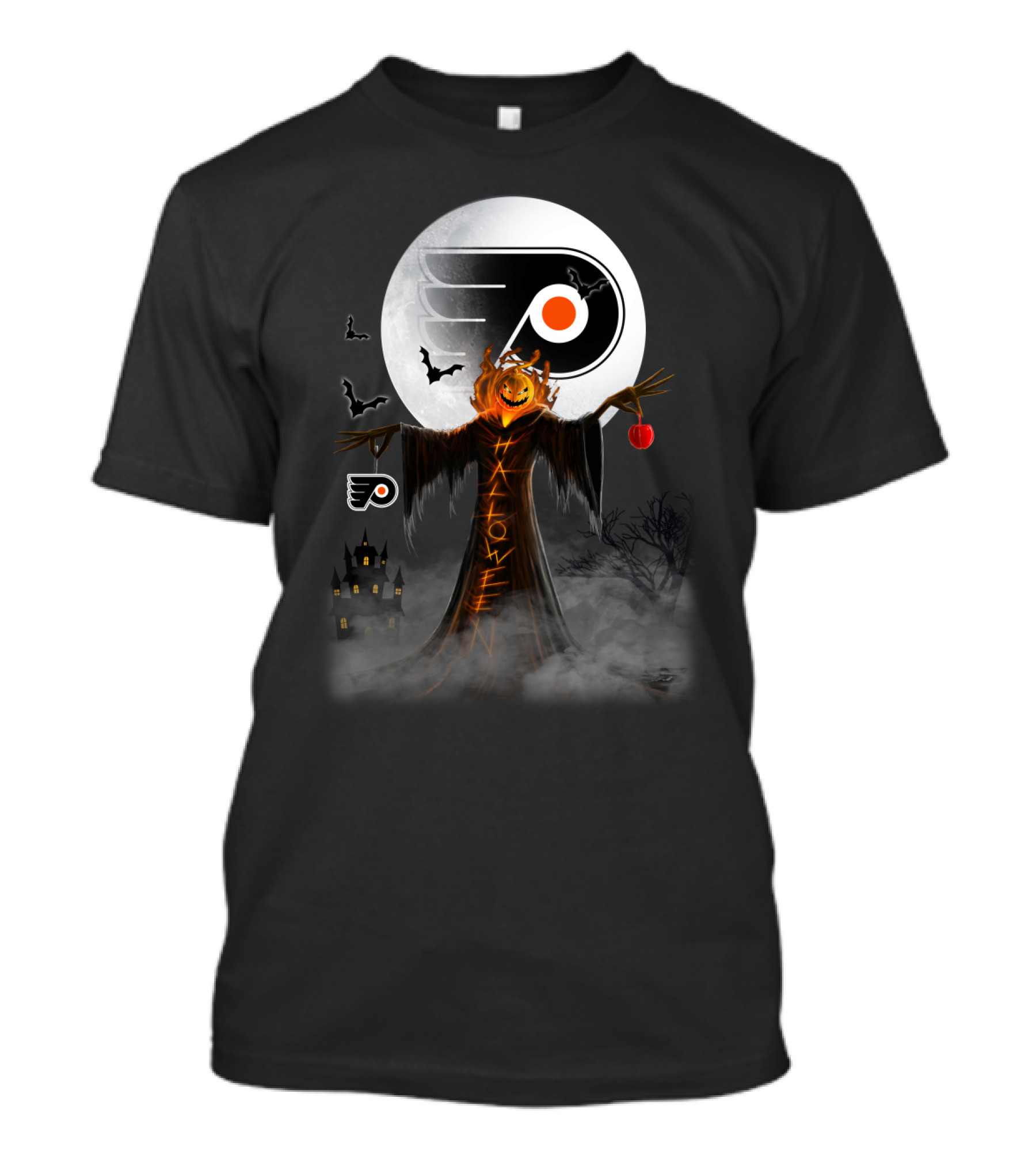 Philadelphia Flyers Halloween Pumpkin Ghost Moon Bats T-Shirt