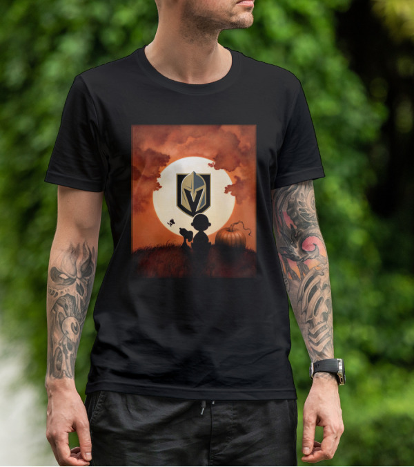 Halloween Vegas Golden Knights Full Moon Pumpkin Patch T-Shirt