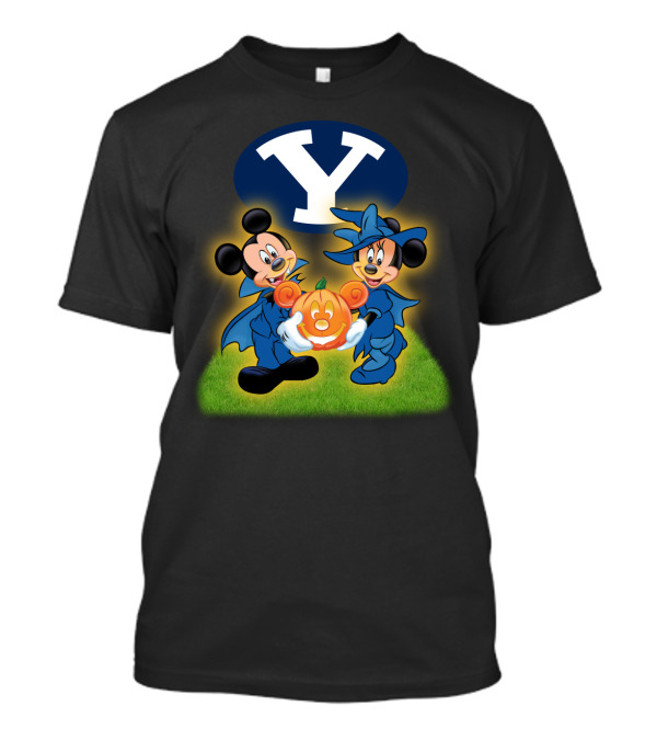 Byu Football Halloween Mickey Minnie Pumpkin T-Shirt