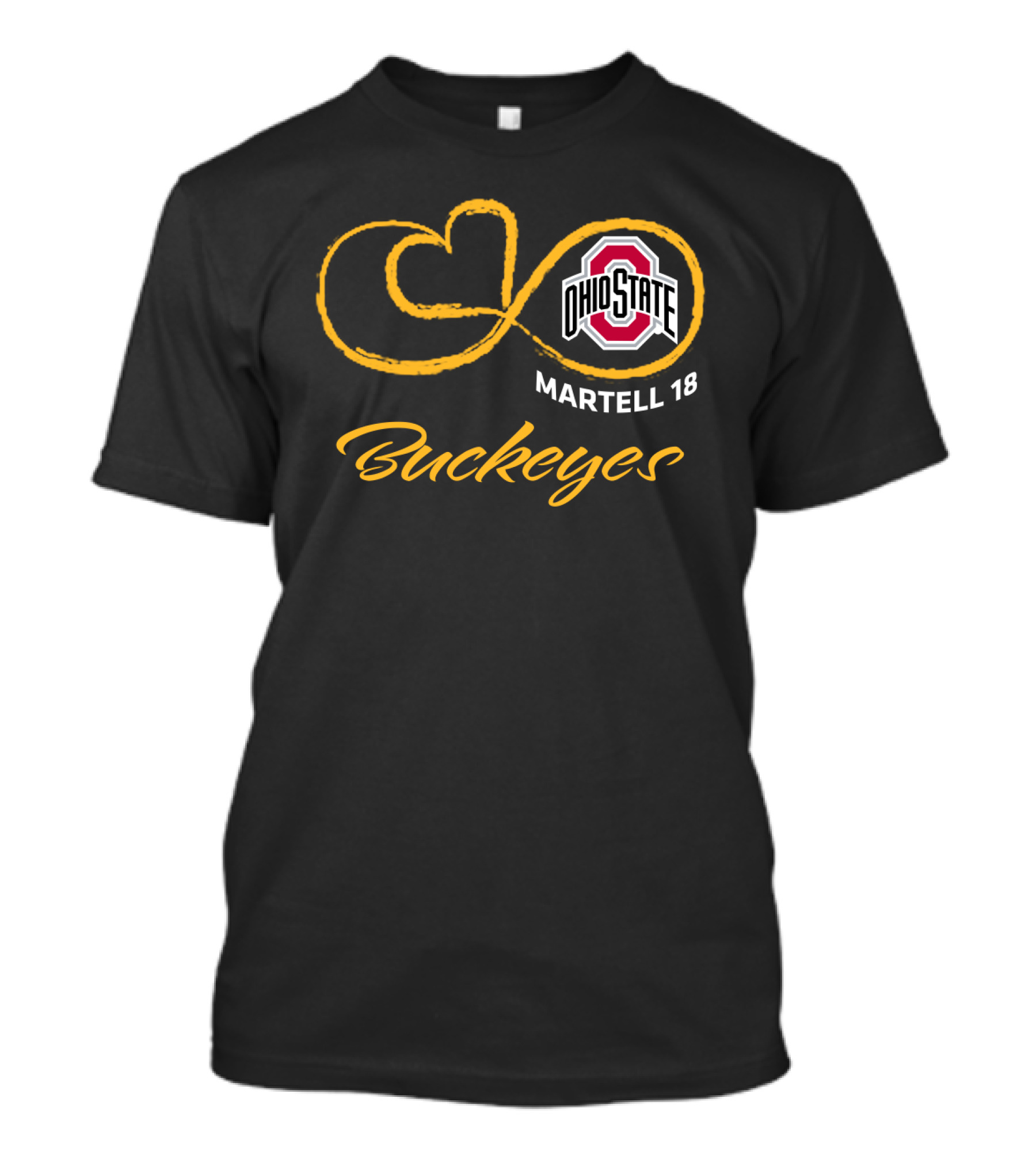 Ohio State Buckeyes Martell 18 Infinity Symbol Football T-Shirt