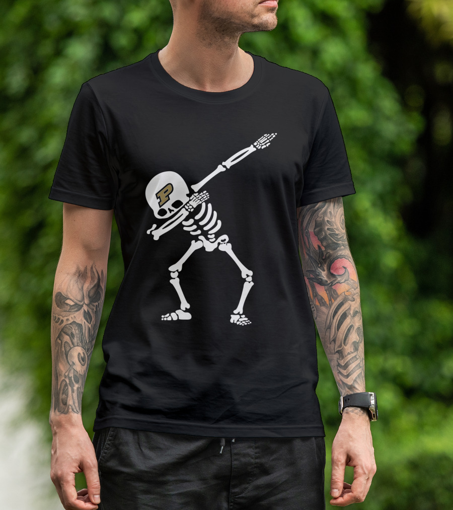 Purdue Football Skeleton Dabbing With P T-Shirt