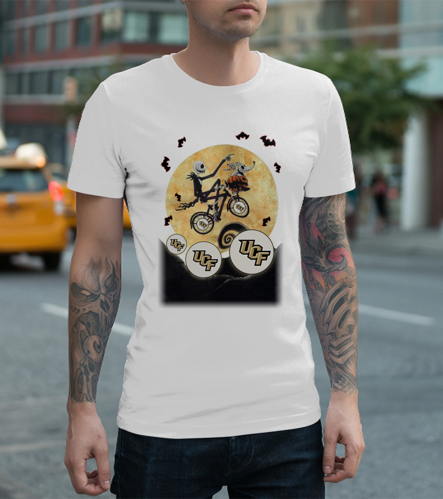 UCF Halloween Football Nightmare Bicycle Moon Scene T-Shirt