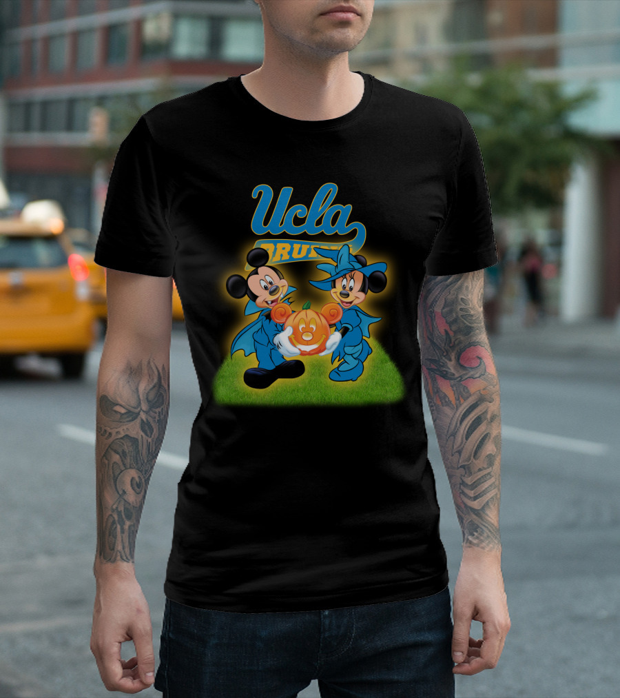 UCLA Bruins Halloween Featuring Mickey and Minnie with Pumpkin T-Shirt