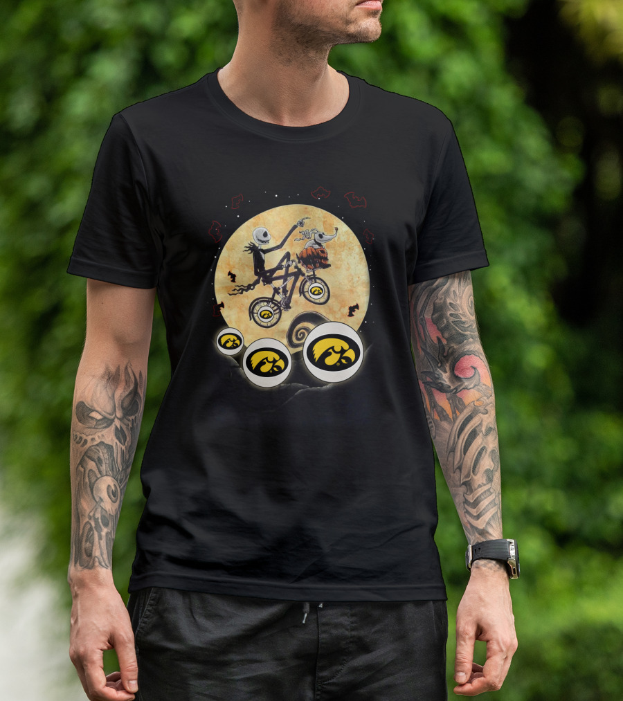 Halloween University Of Iowa Football Nightmare Parody Biker Moon Scene T-Shirt