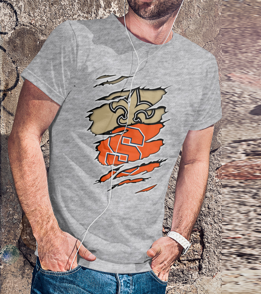 Saints Fleur-de-Lis And Syracuse Orange S Logo Combination T-Shirt