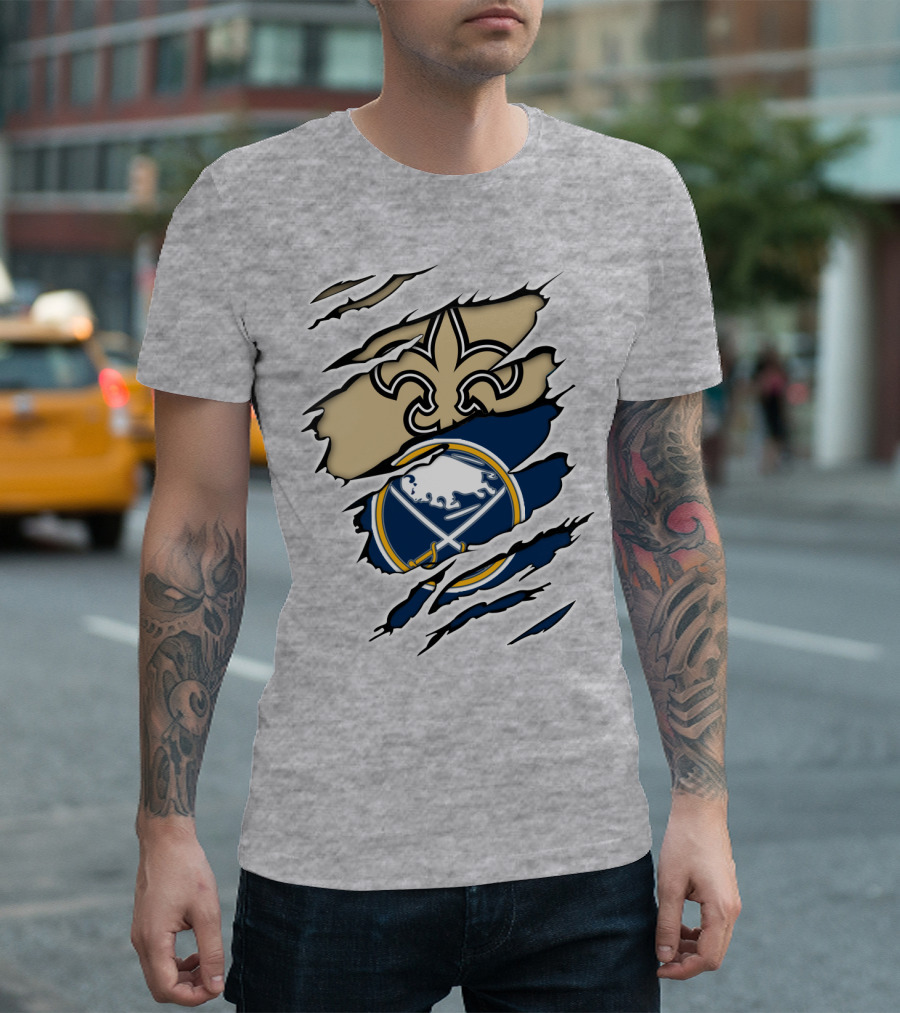 Saints Sabres Fleur-de-Lis And Buffalo Emblems T-Shirt