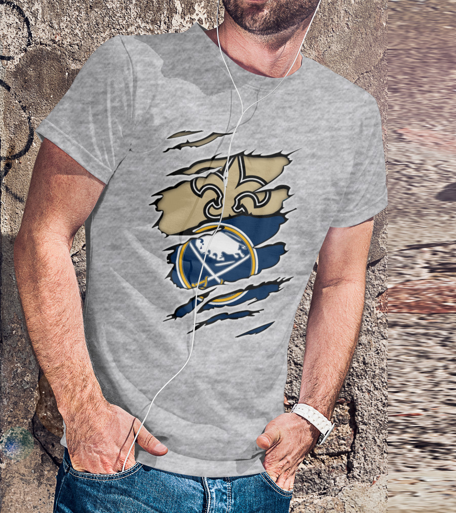 Saints Sabres Fleur-de-Lis And Buffalo Emblems T-Shirt