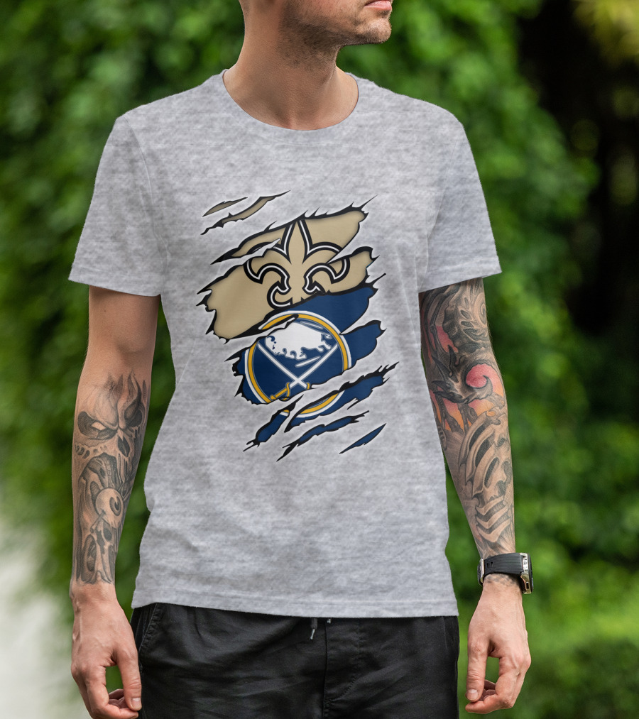 Saints Sabres Fleur-de-Lis And Buffalo Emblems T-Shirt