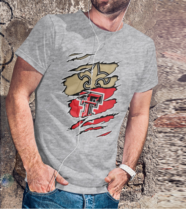 Saints Fleur-de-Lis Texas Tech Double T Combo T-Shirt