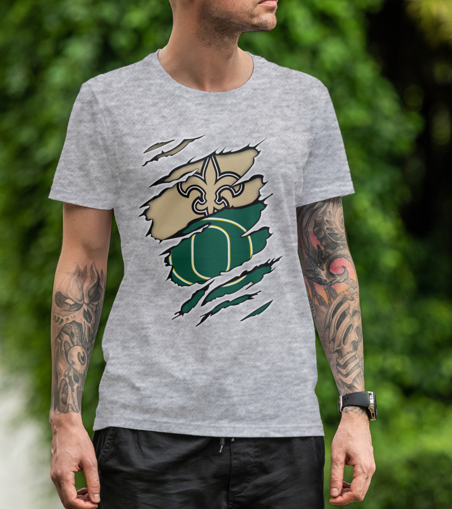New Orleans Saints Oregon Ducks Logo Mashup T-Shirt