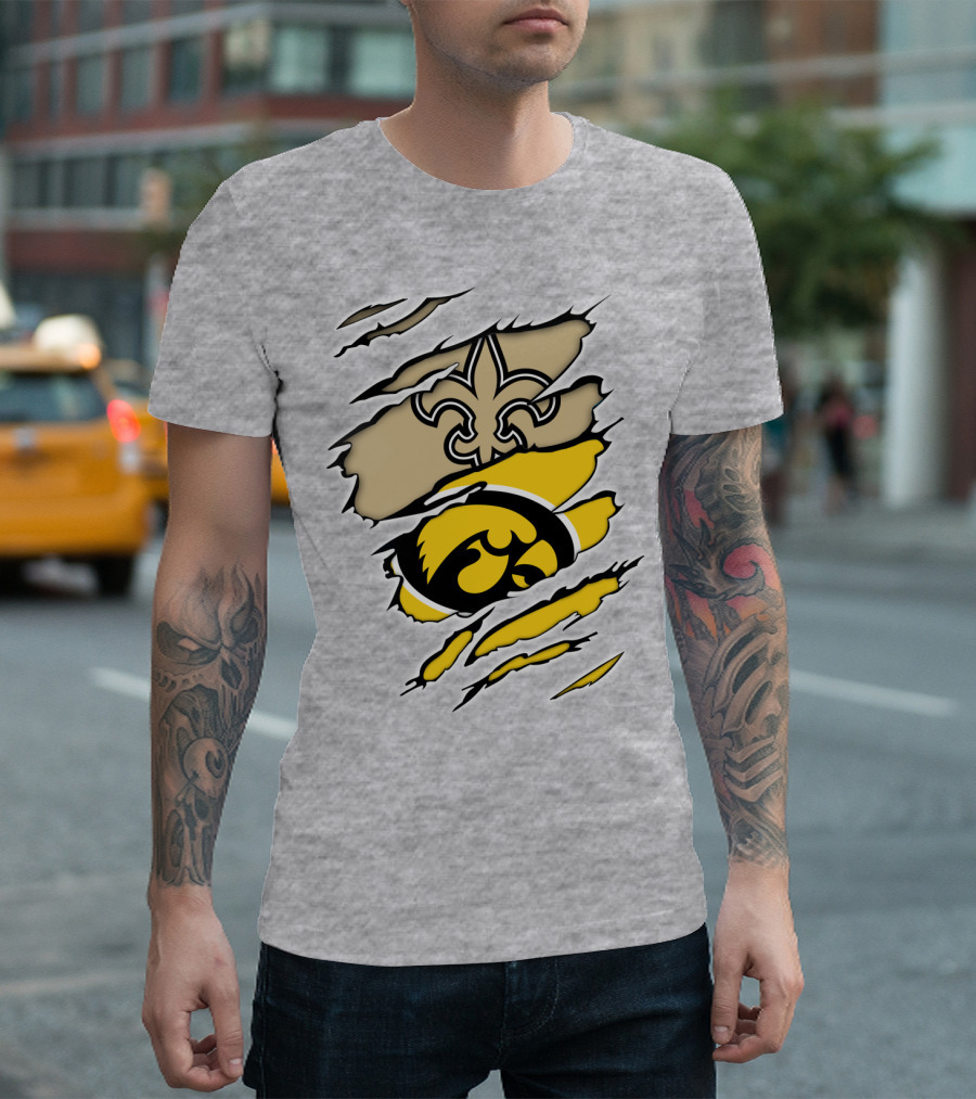 Iowa Hawkeyes And New Orleans Saints Fusion T-Shirt