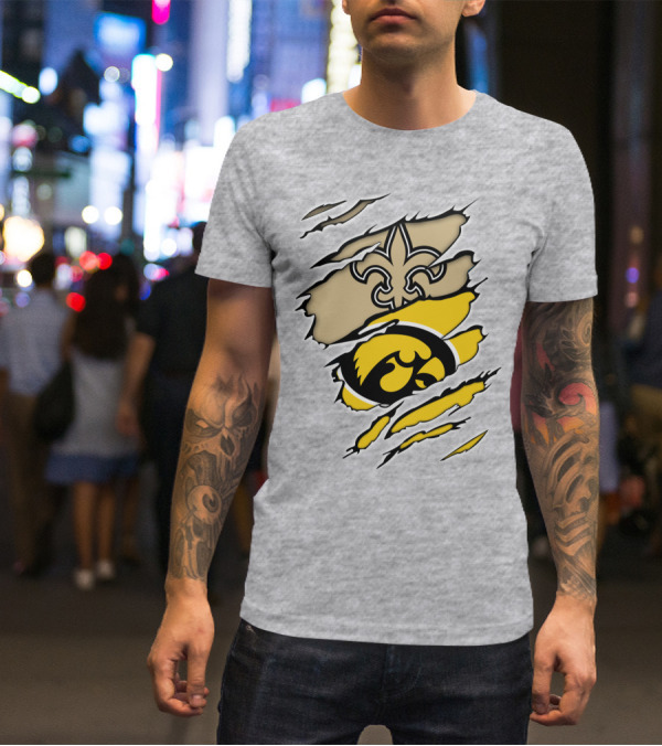 Iowa Hawkeyes And New Orleans Saints Fusion T-Shirt