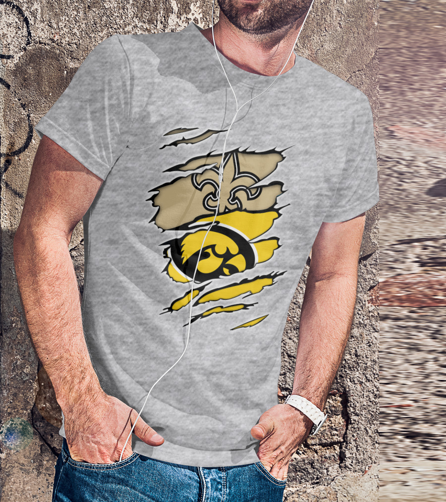 Iowa Hawkeyes And New Orleans Saints Fusion T-Shirt