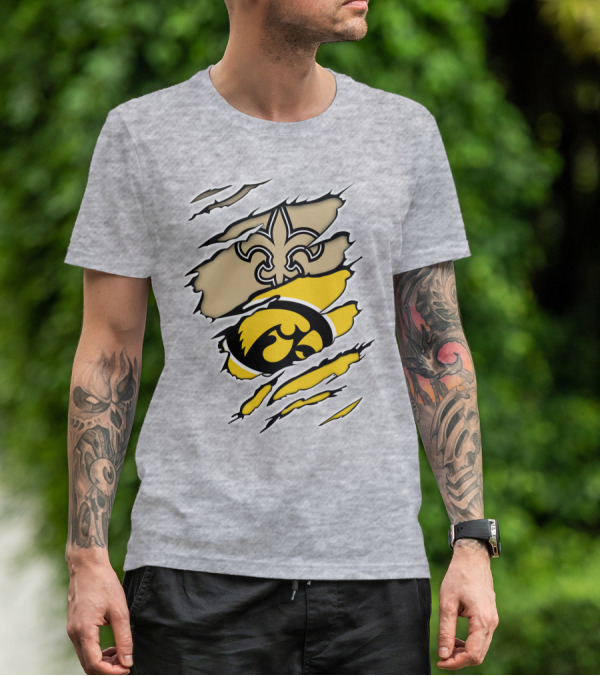 Iowa Hawkeyes And New Orleans Saints Fusion T-Shirt