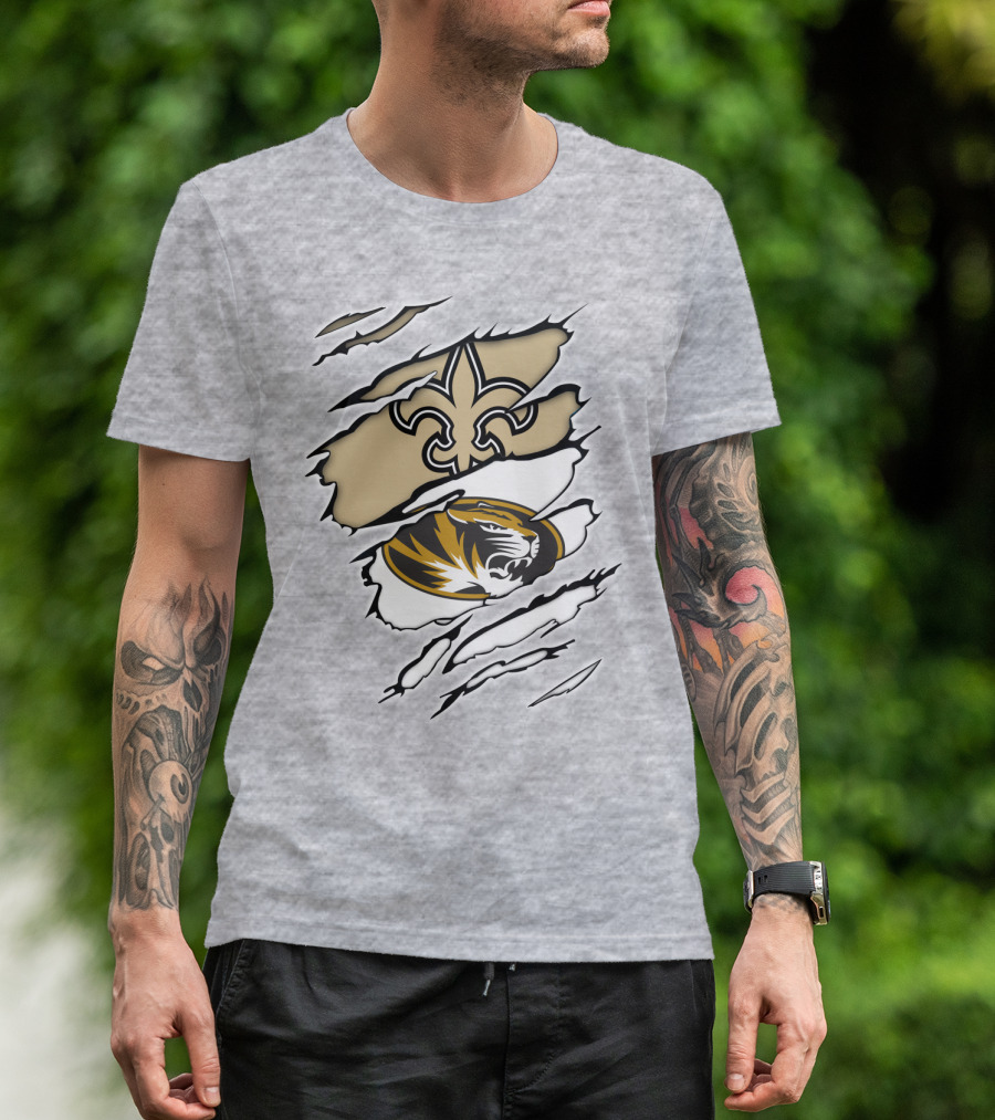 Saints New Orleans Fleur-de-Lis Missouri Tigers T-Shirt
