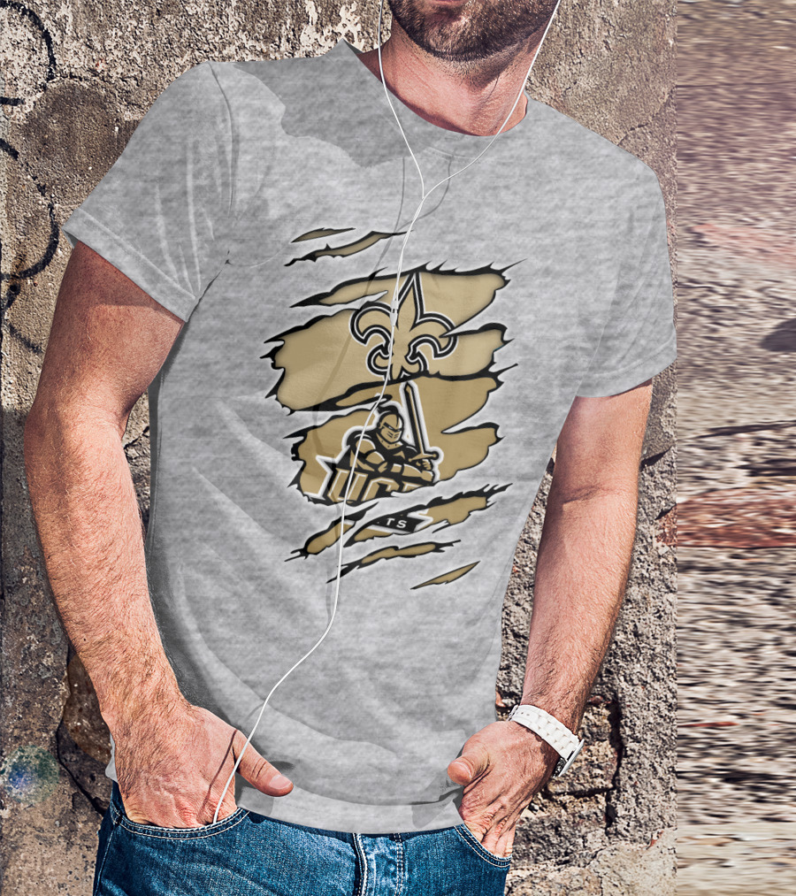 UCF Knights New Orleans Saints Gold Fleur-de-Lis Logo Mashup T-Shirt