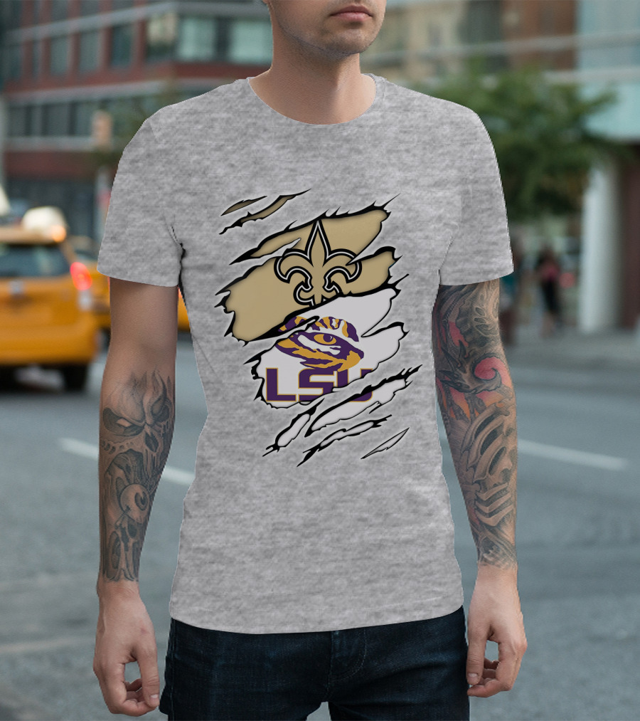 New Orleans Saints Lsu Tigers Claw Logo Fusion T-Shirt