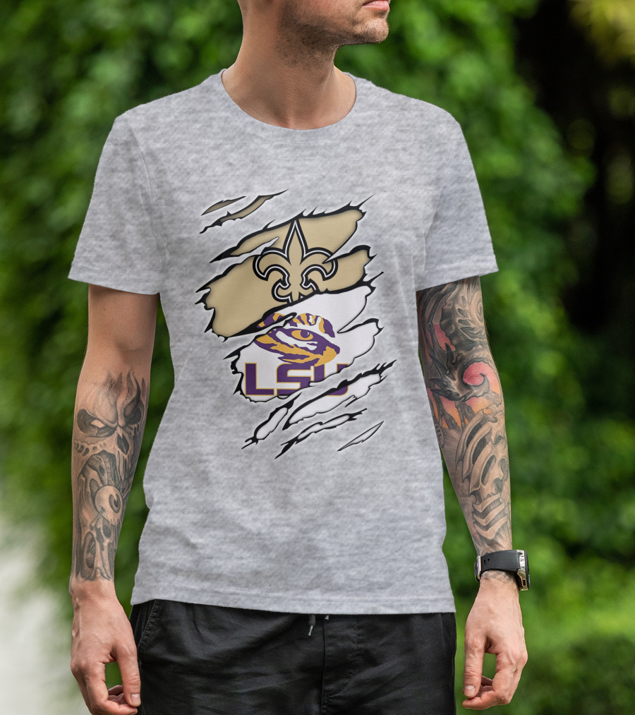 New Orleans Saints Lsu Tigers Claw Logo Fusion T-Shirt