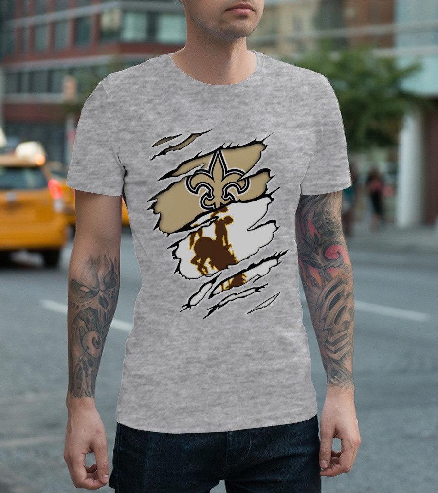 Saints Wyoming Fleur-de-Lis Rodeo Rider Tear T-Shirt