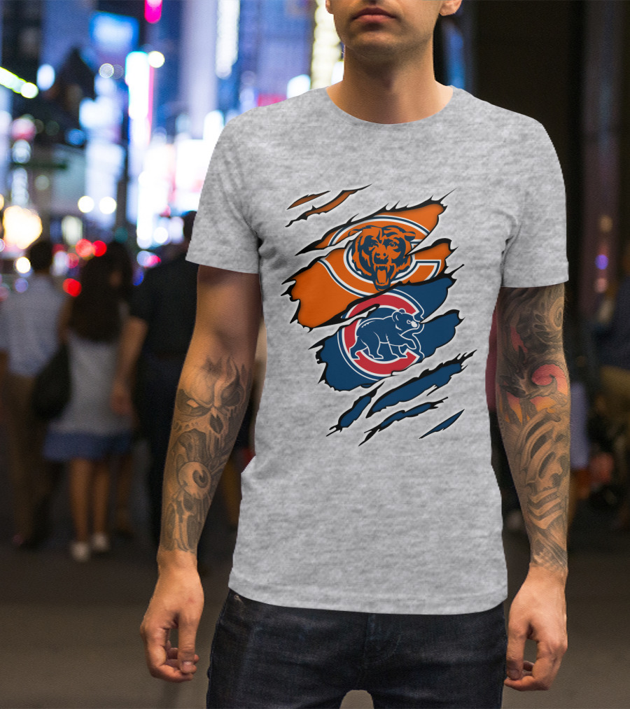 Chicago Bears Cubs Claw Marks Sports T-Shirt