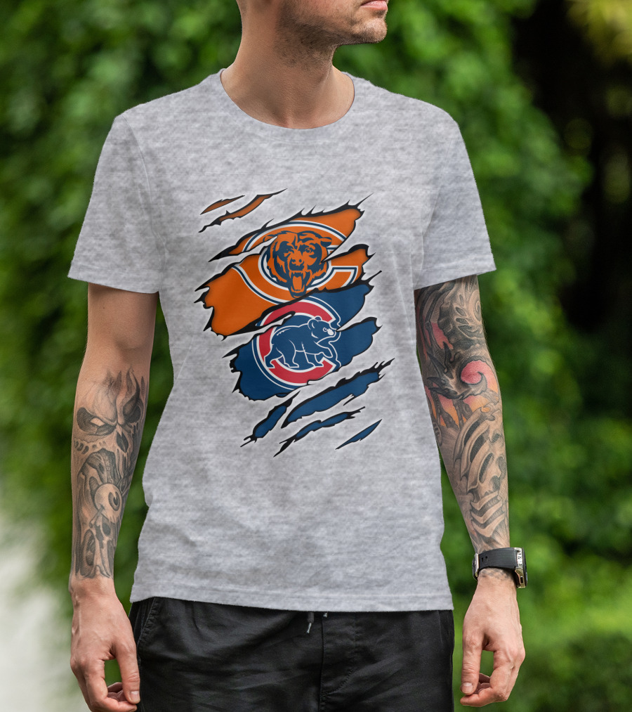 Chicago Bears Cubs Claw Marks Sports T-Shirt