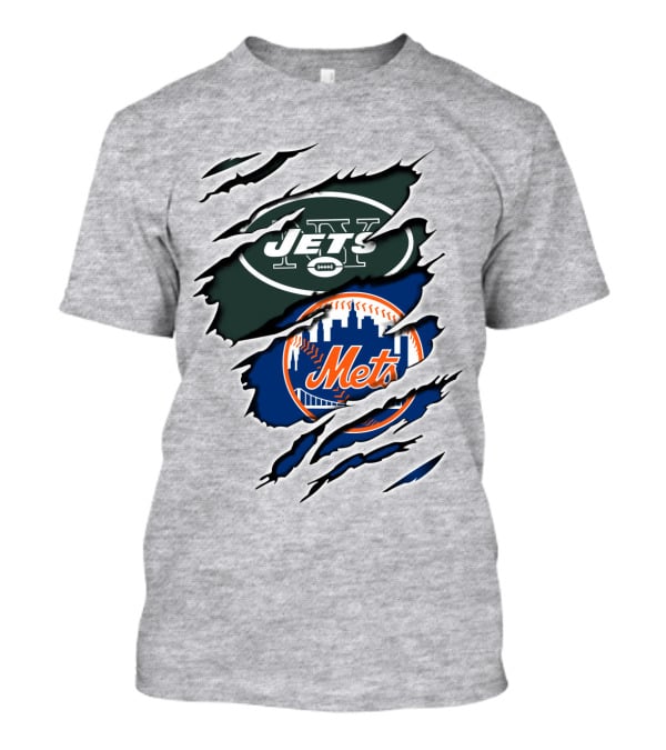 New York Jets Mets Claws Fan Logo Mashup T-Shirt