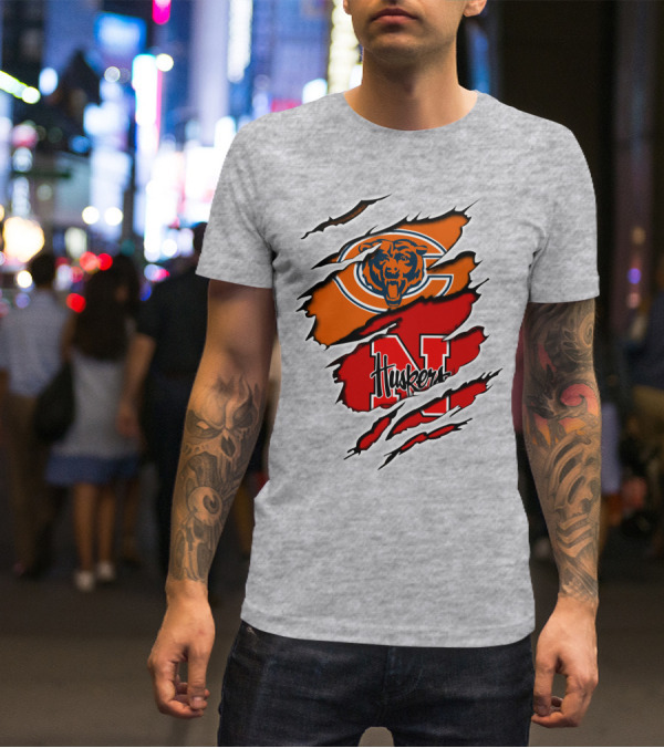 Chicago Bears Nebraska Huskers Claw Marks T-Shirt