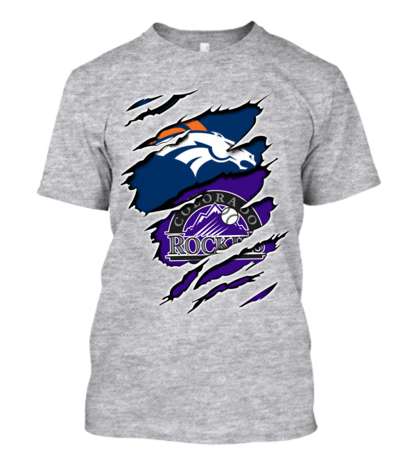 Denver Broncos Colorado Rockies Fan Crossover T-Shirt