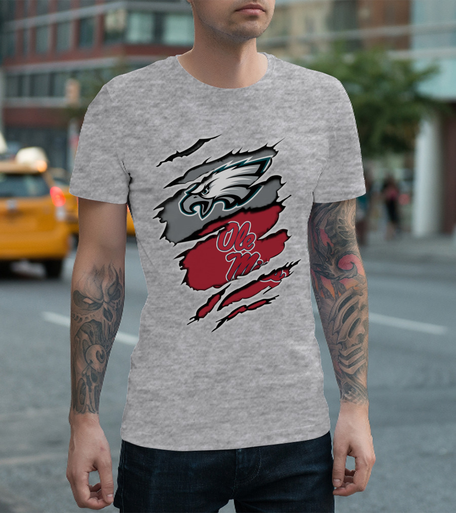 Philadelphia Eagles Ole Miss Ripped Claw T-Shirt