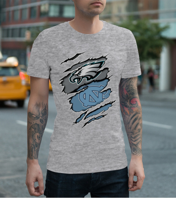 Philadelphia Eagles Unc Tar Heels Claw Marks Logo Mix T-Shirt