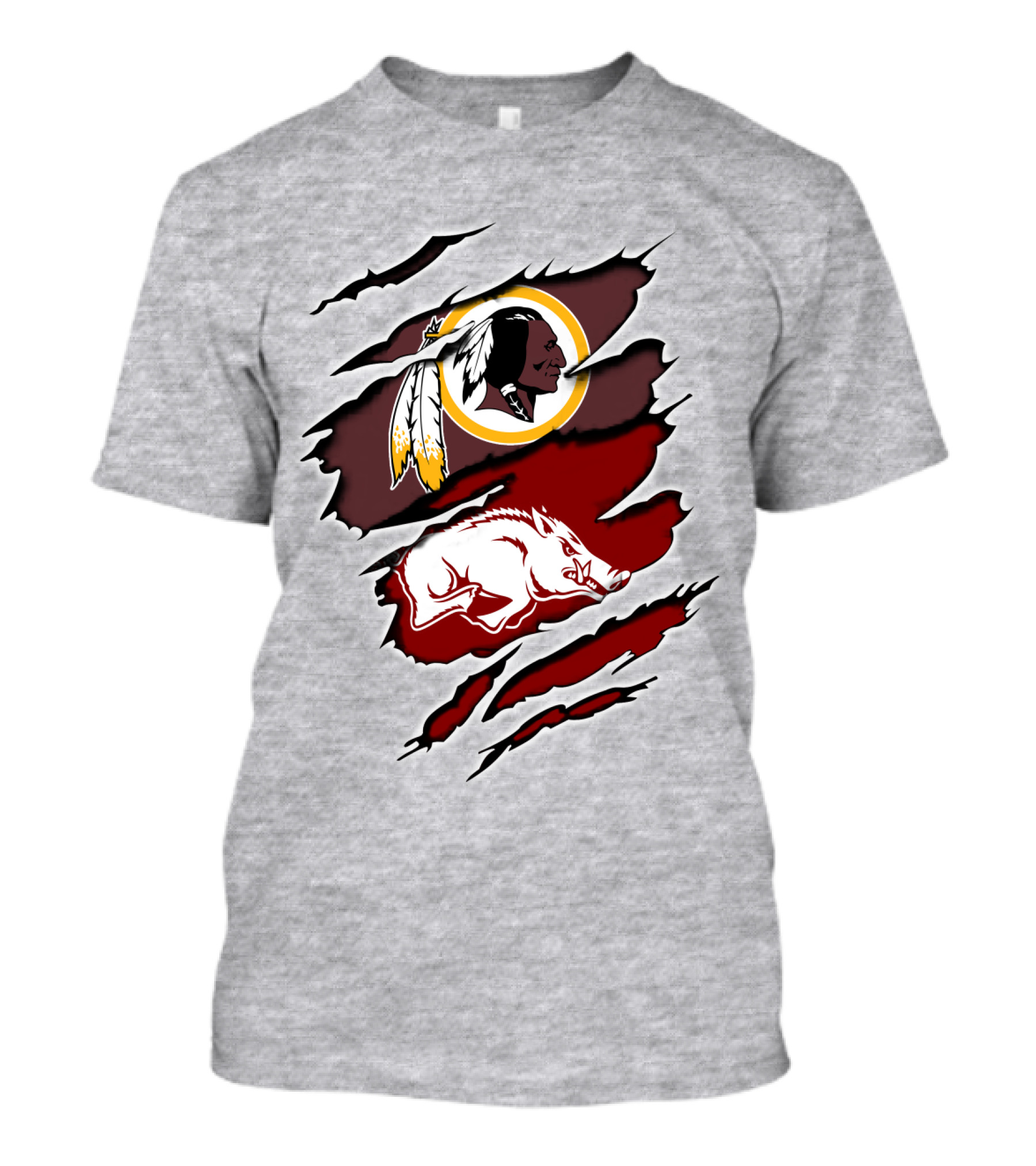 Washington Redskins And Arkansas Razorbacks Logo Mashup T-Shirt