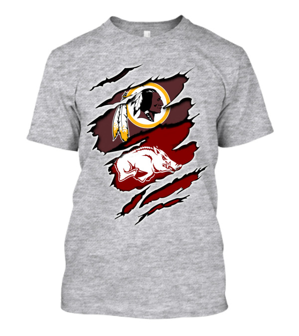 Washington Redskins And Arkansas Razorbacks Logo Mashup T-Shirt