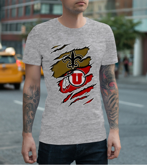 New Orleans Saints Utah Utes Torn Claw T-Shirt