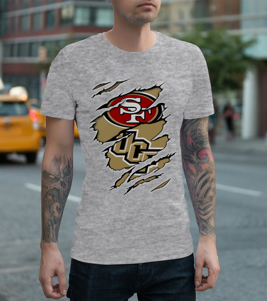 San Francisco 49ers and UCF Knights Torn T-Shirt