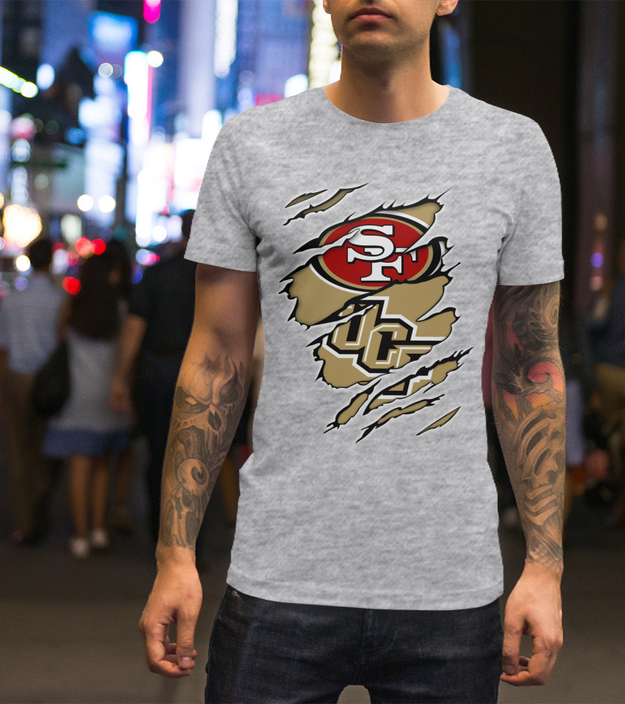 San Francisco 49ers And UCF Knights Torn T-Shirt