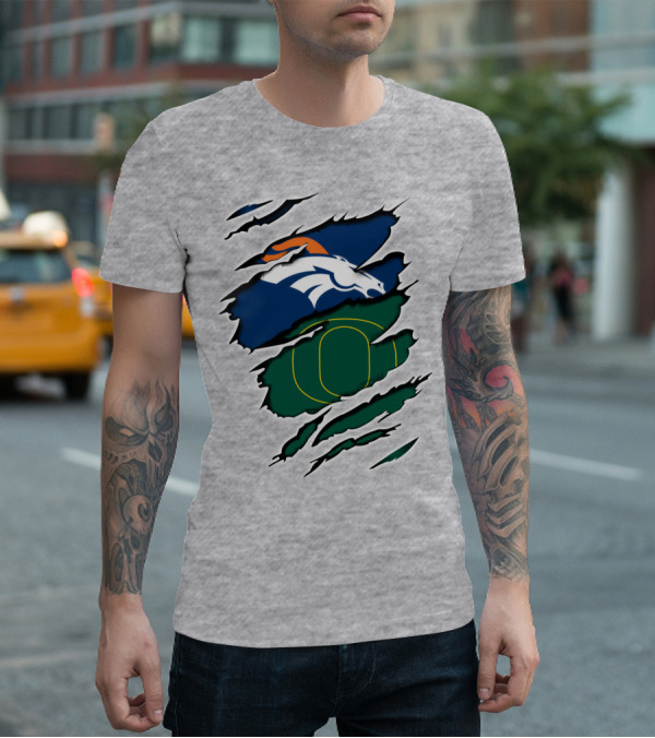 Broncos Ducks Layered Tear Concept T-Shirt