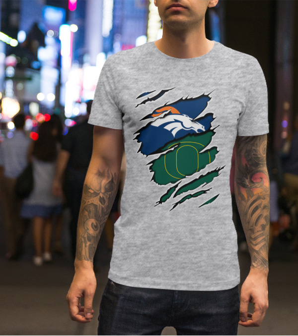 Broncos Ducks Layered Tear Concept T-Shirt