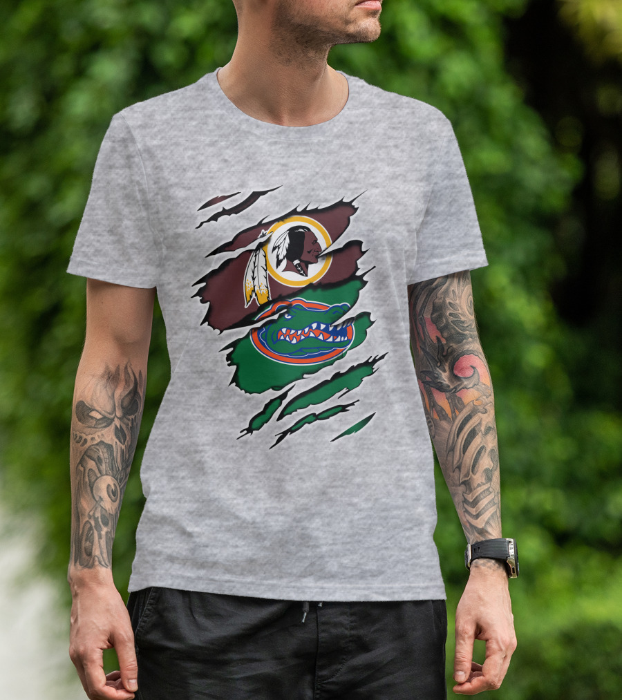 Redskins Gators Logos Claw Marks T-Shirt