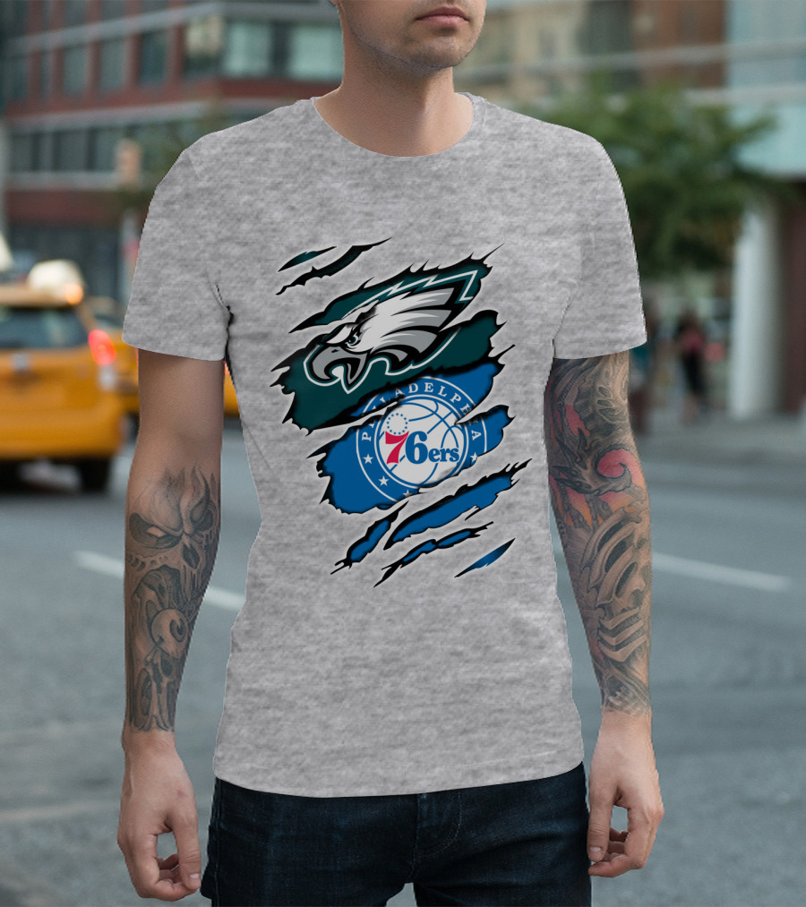 Philadelphia Eagles 76ers Rip Claw T-Shirt