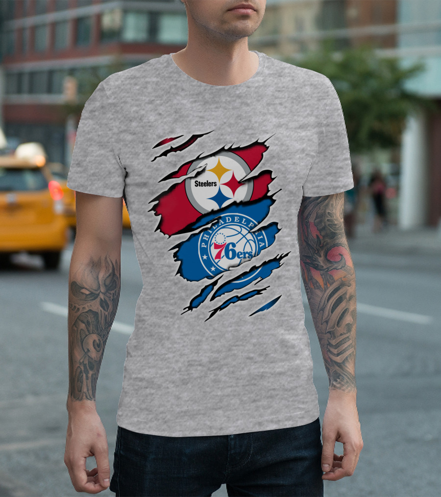 Steelers Philadelphia 76ers Logo Mashup T-Shirt