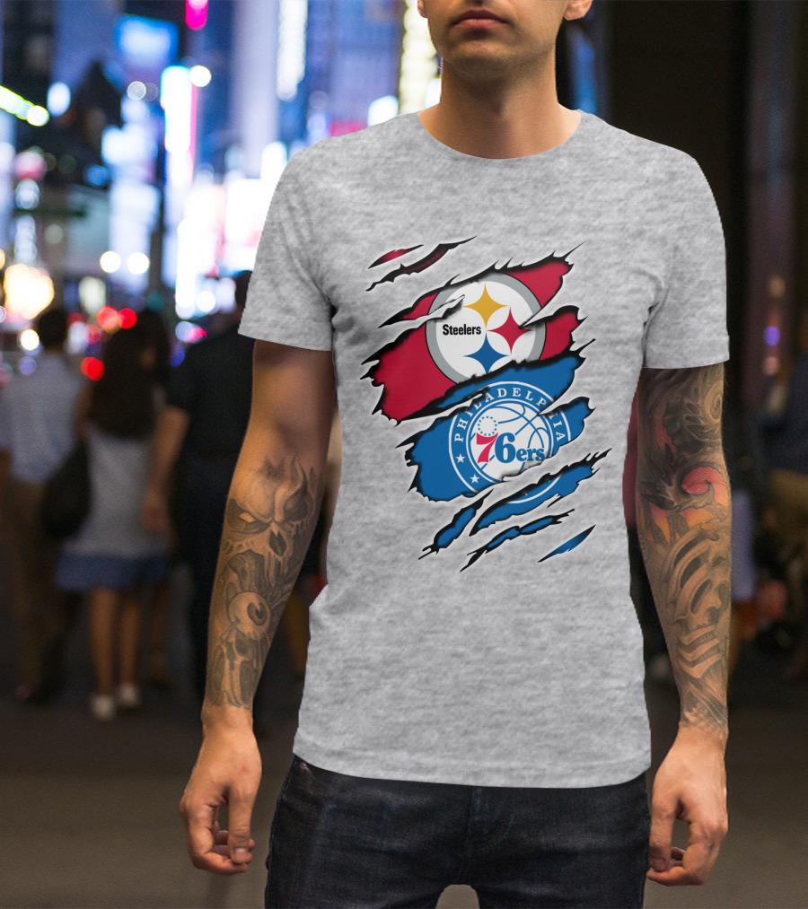 Steelers Philadelphia 76ers Logo Mashup T-Shirt