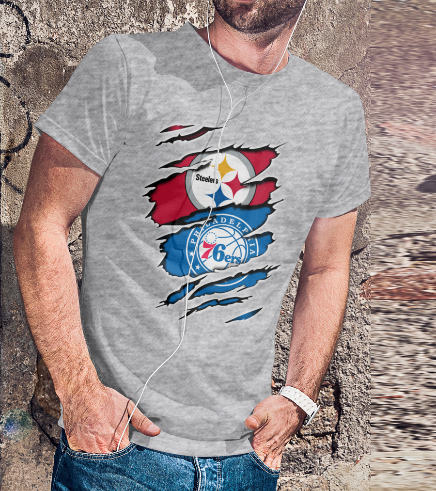 Steelers Philadelphia 76ers Logo Mashup T-Shirt